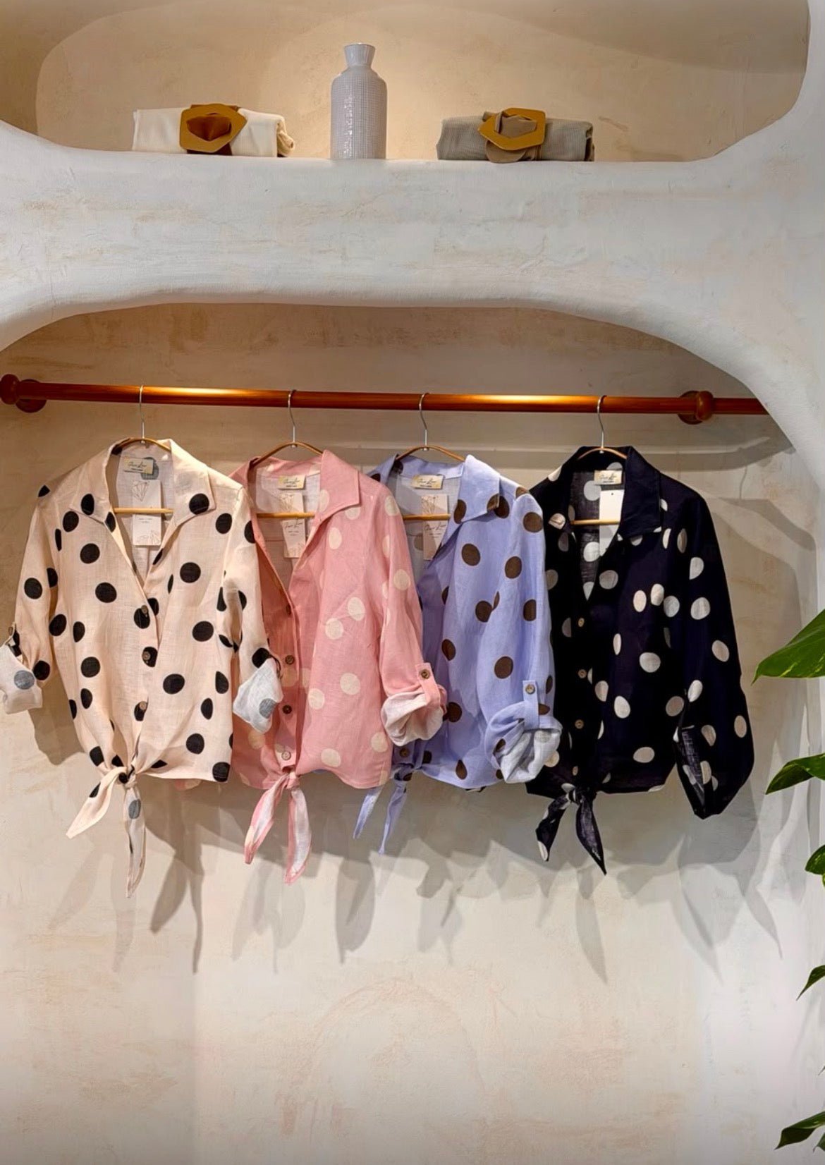 The Summer Polka Dot Tie Up Top- Anicoletta's Boutique | Fashion Forward Luxury Women's Clothing