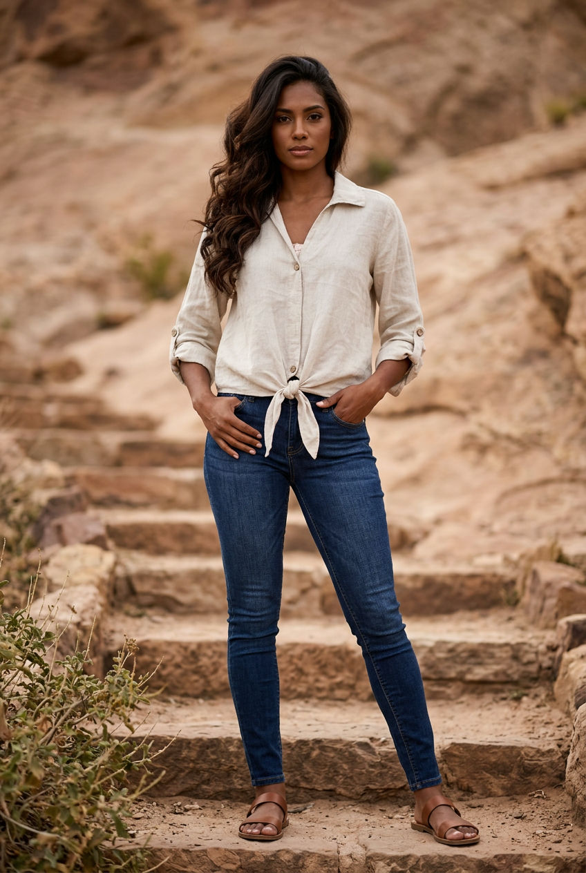 The Linen Cropped Tie Blouse- Anicoletta's Boutique | Fashion Forward Luxury Women's Clothing