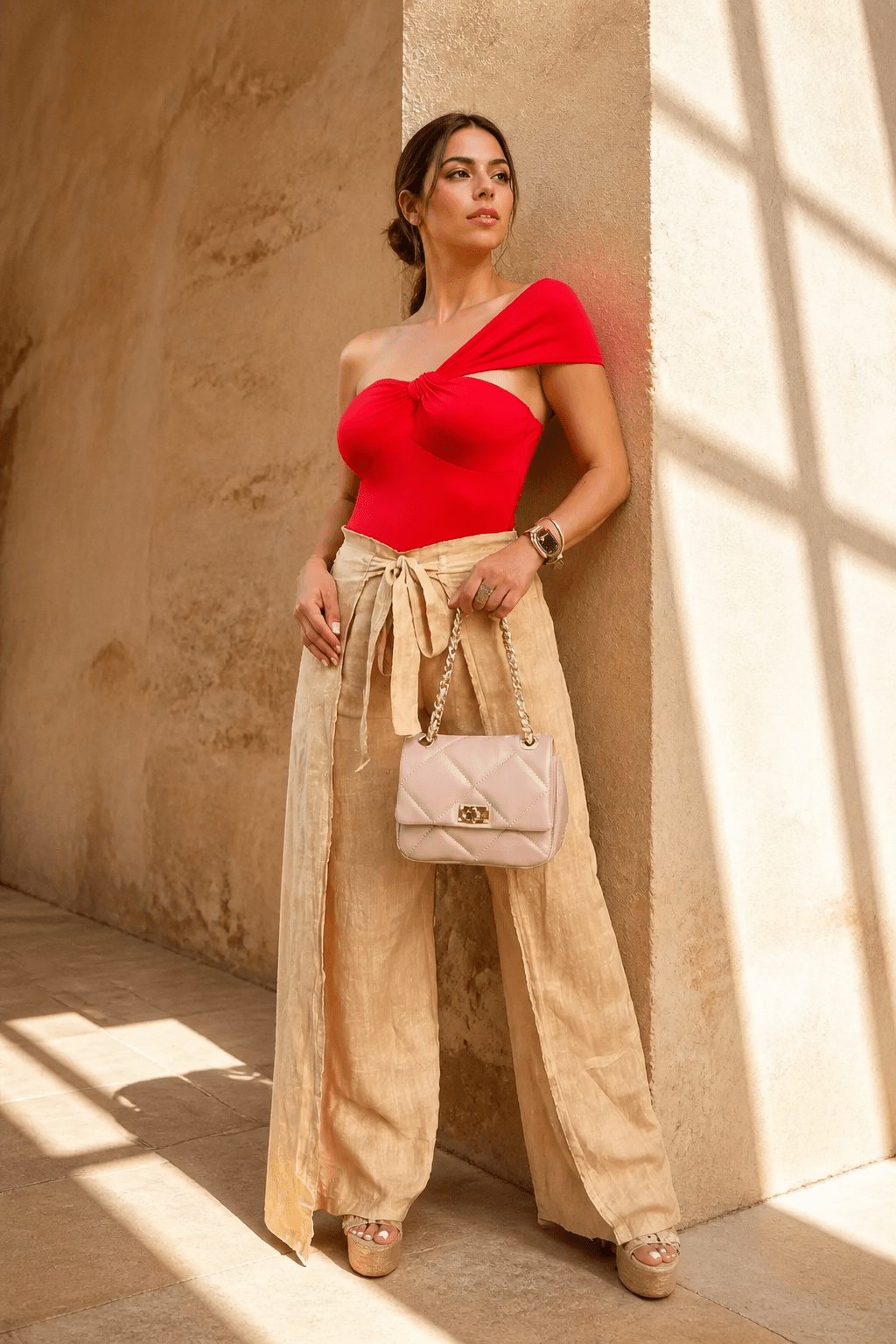 The Italian Wide Pleated Linen Palazzo Pants- Anicoletta's Boutique | Fashion Forward Luxury Women's Clothing