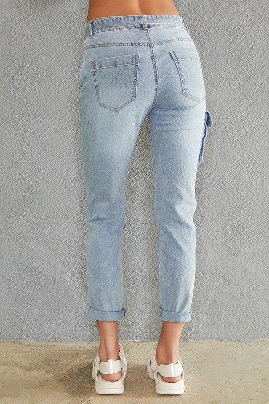 The Venti6 Denim Cargo Pants- Anicoletta's Boutique | Fashion Forward Luxury Women's Clothing