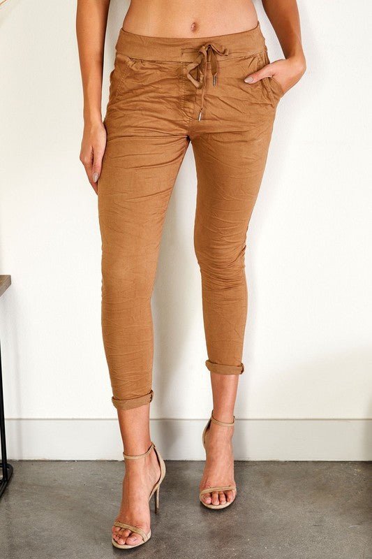 The Star Pocket Crinkle Italian Jogger- Anicoletta's Boutique | Fashion Forward Luxury Women's Clothing