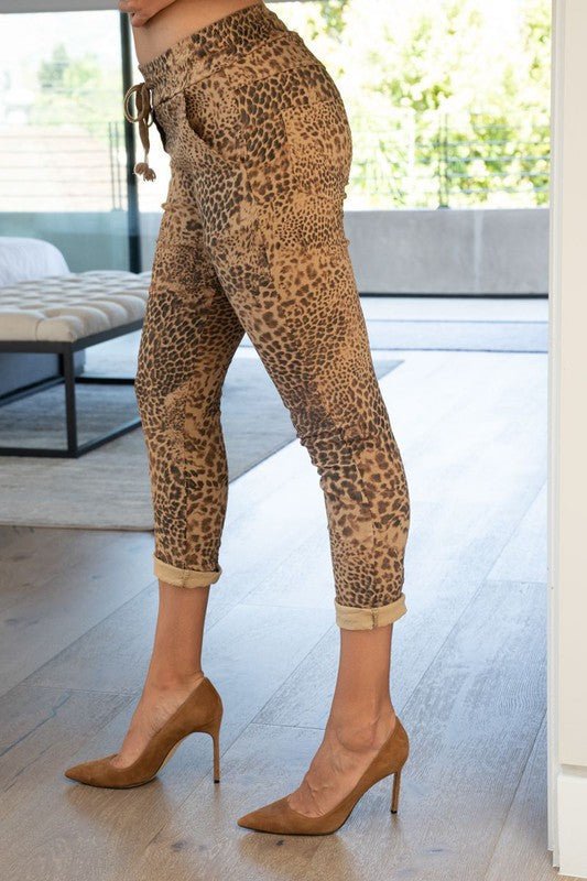 The Cheetah Print Crinkle Italian Jogger- Anicoletta's Boutique | Fashion Forward Luxury Women's Clothing