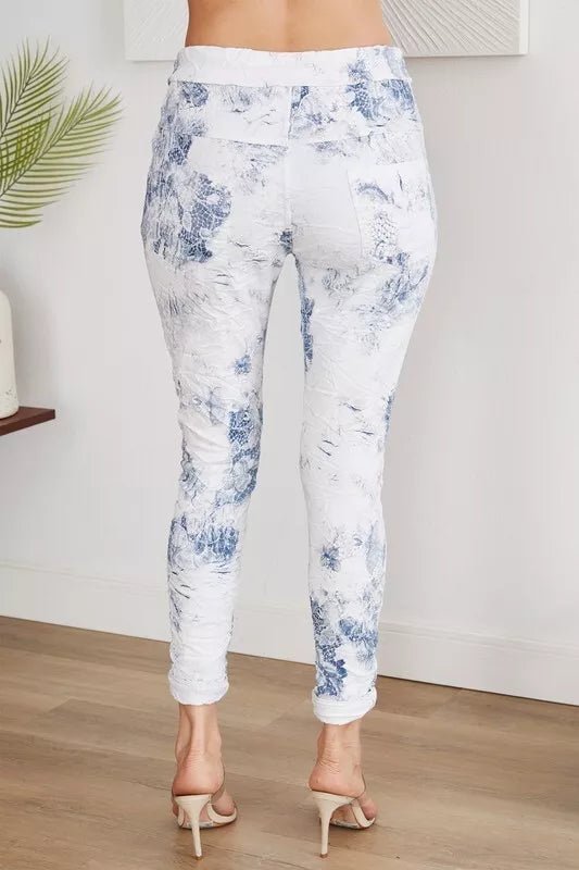The Web Floral Print Italian Joggers- Anicoletta's Boutique | Fashion Forward Luxury Women's Clothing