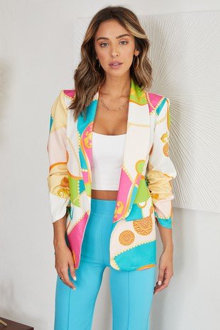 The Rococo Chains' Print Day to Night Blazer- Anicoletta's Boutique | Fashion Forward Luxury Women's Clothing