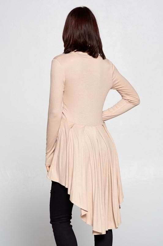 Anicoletta's Hi Neck Long Sleeve High Low Top- Anicoletta's Boutique | Fashion Forward Luxury Women's Clothing
