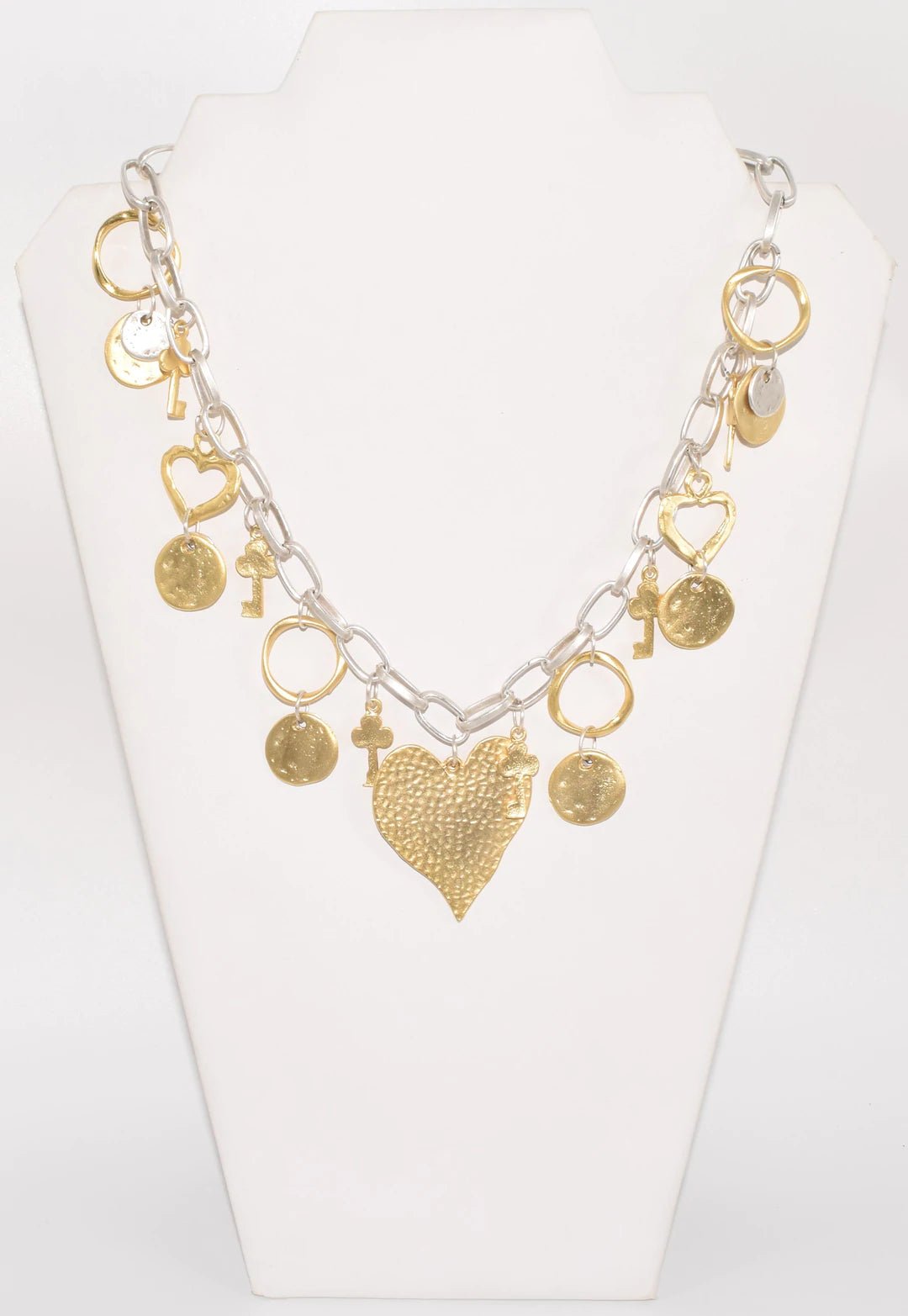 Two Tone Heart Turkish Necklace- Anicoletta's Boutique | Fashion Forward Luxury Women's Clothing