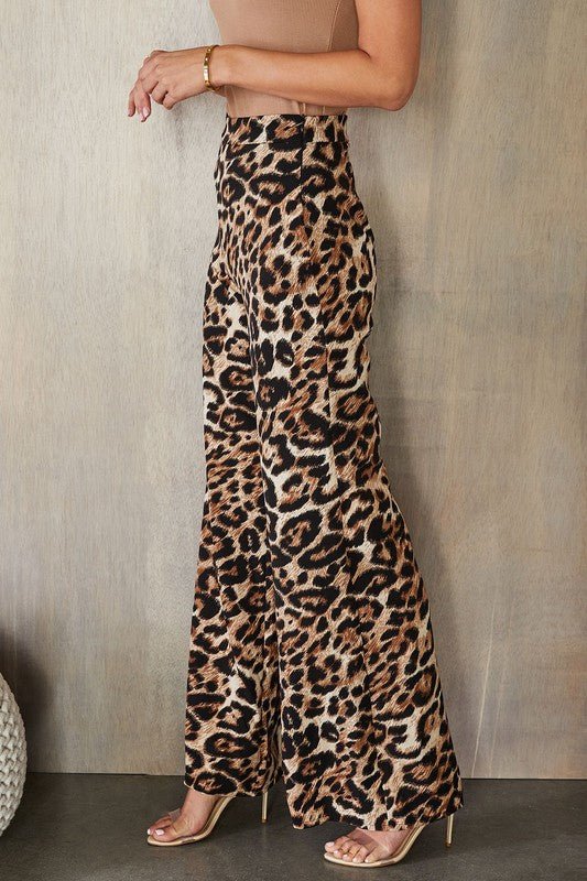 The Leopard Print High Waist Flare Italian Pants- Anicoletta's Boutique | Fashion Forward Luxury Women's Clothing
