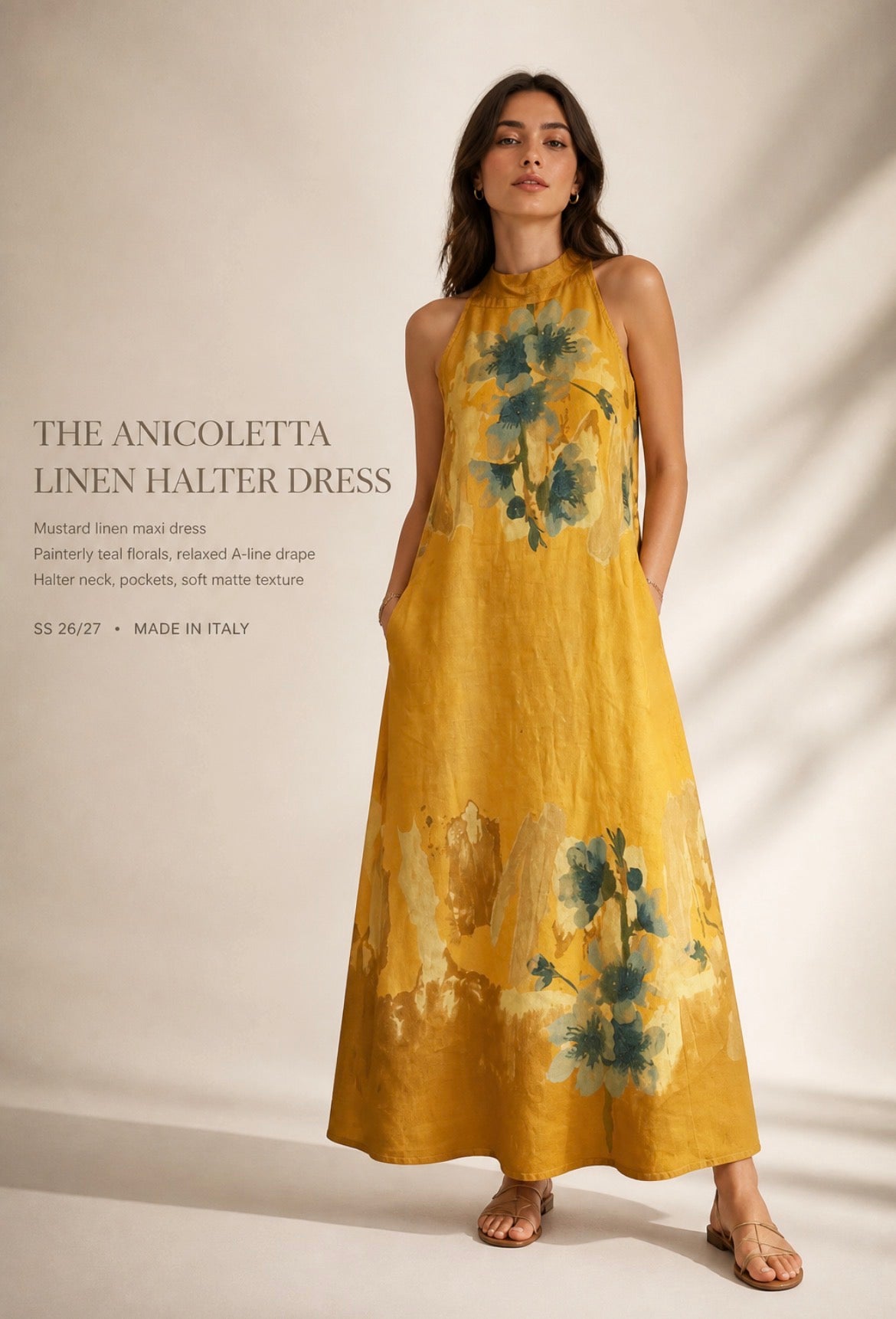 The Anicoletta's Linen Halter Dress- Anicoletta's Boutique | Fashion Forward Luxury Women's Clothing