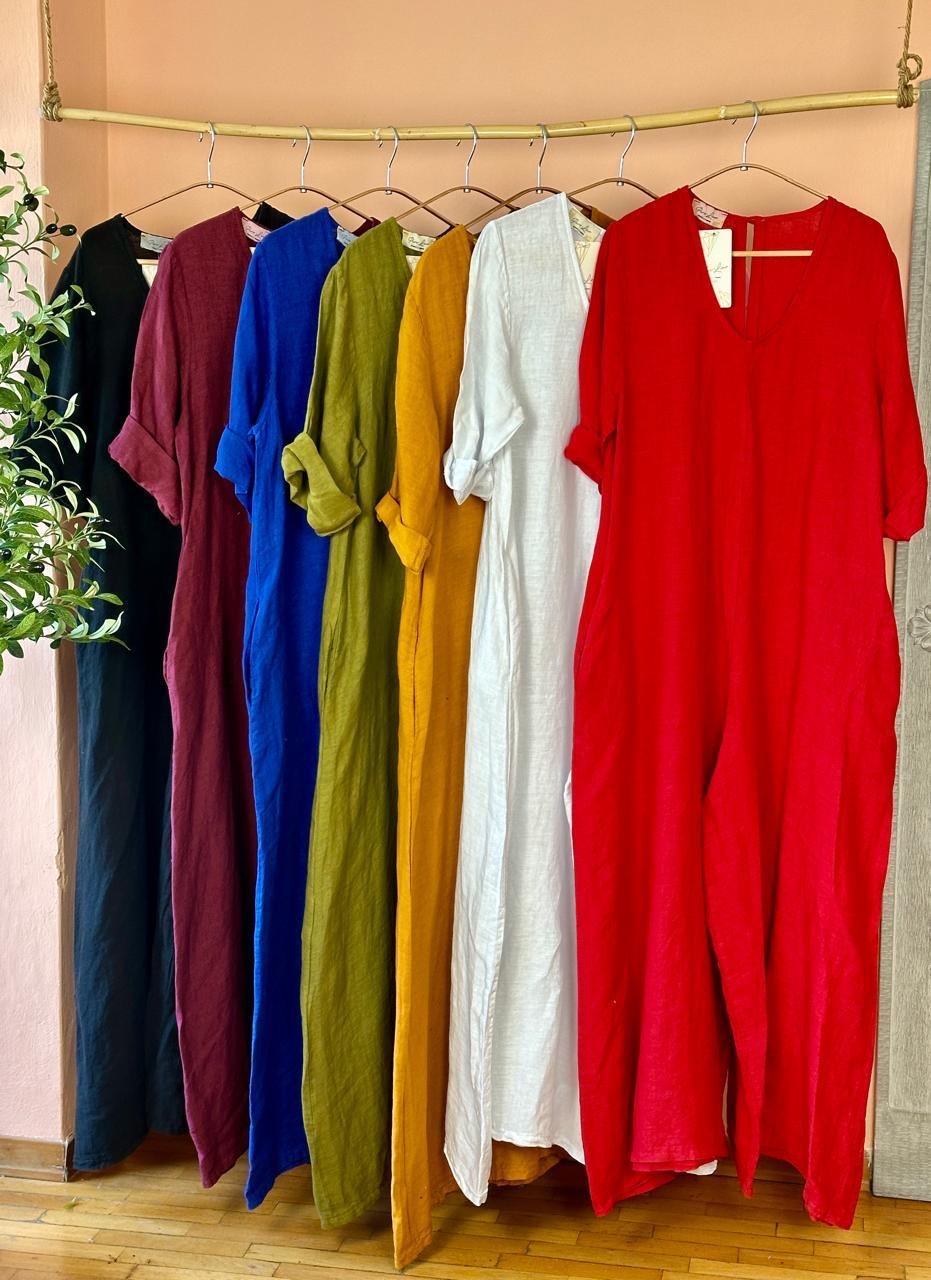 The Linen Palazzo Jumpsuit- Anicoletta's Boutique | Fashion Forward Luxury Women's Clothing