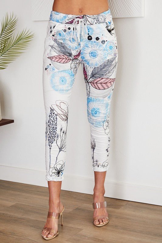 The Maui Floral Print Crinkle Joggers- Anicoletta's Boutique | Fashion Forward Luxury Women's Clothing