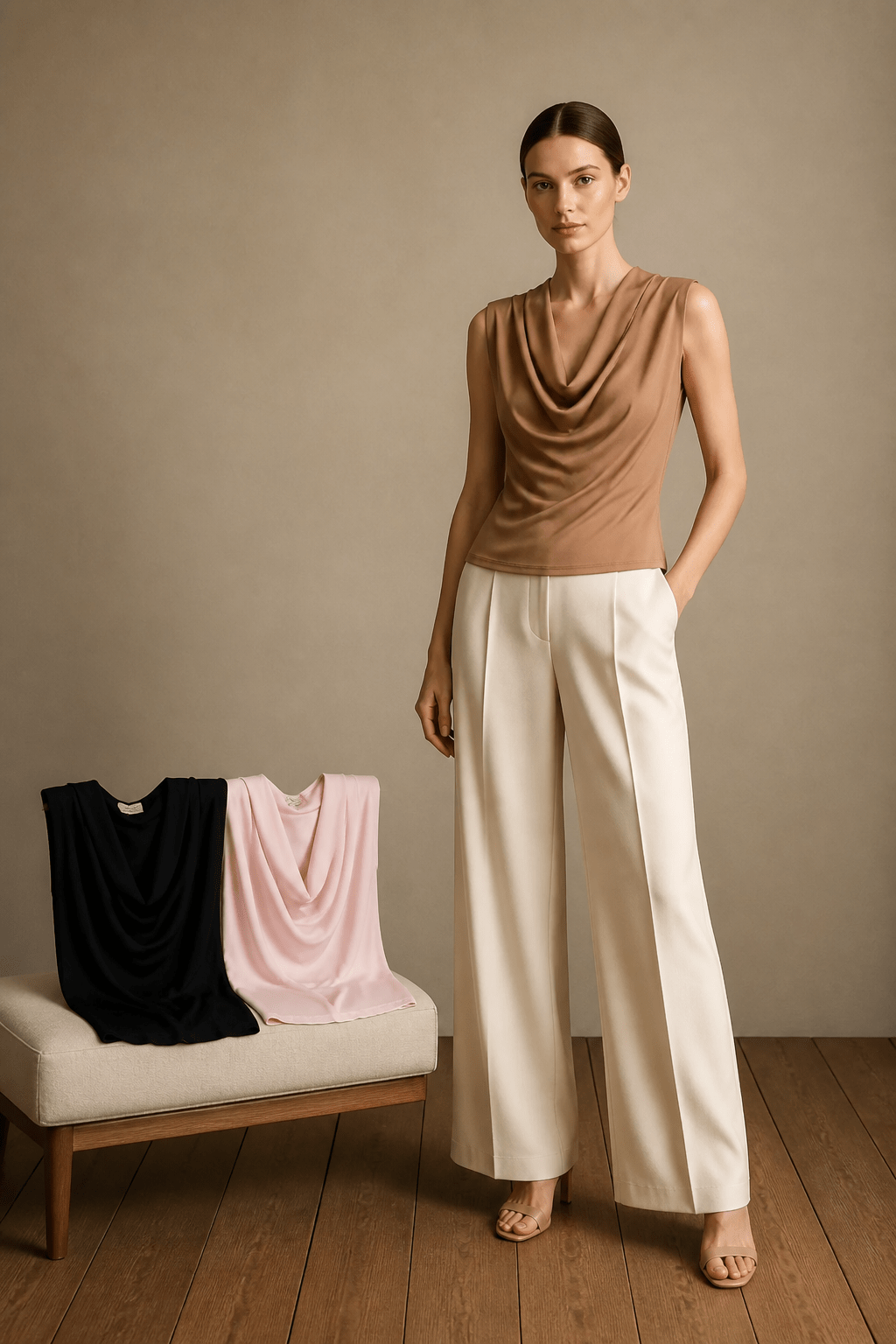 The Drape Cowl Neck Italian Top- Anicoletta's Boutique | Fashion Forward Luxury Women's Clothing