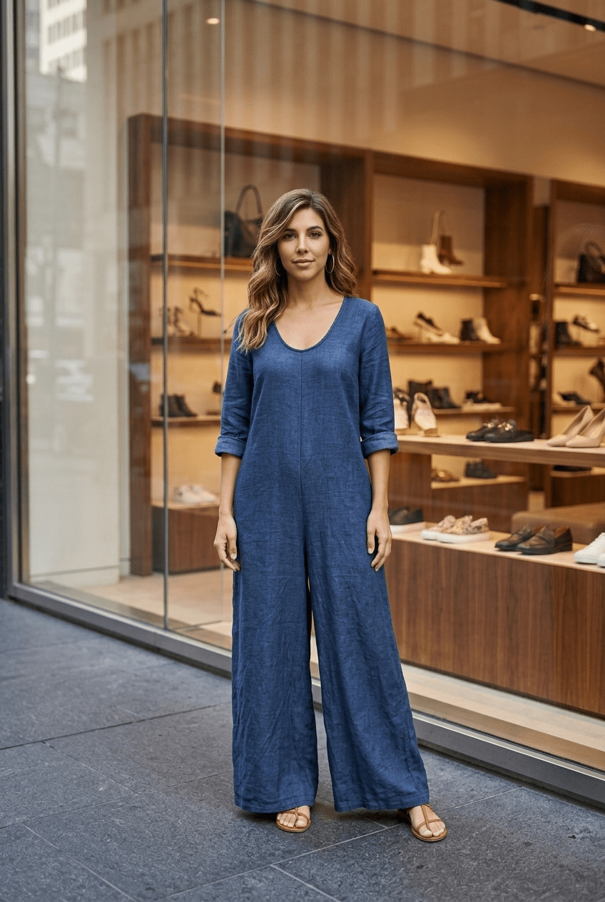 The Comfort Italian Palazzo Jumpsuit- Anicoletta's Boutique | Fashion Forward Luxury Women's Clothing