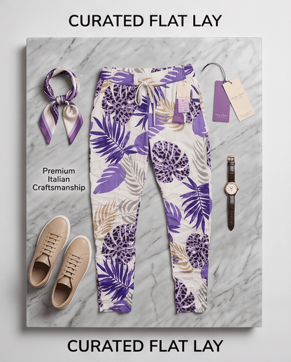 The Spring Leaves Italian Joggers- Anicoletta's Boutique | Fashion Forward Luxury Women's Clothing