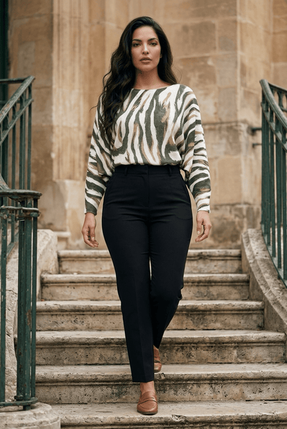 The Tiger Print Light Knit Sweater- Anicoletta's Boutique | Fashion Forward Luxury Women's Clothing