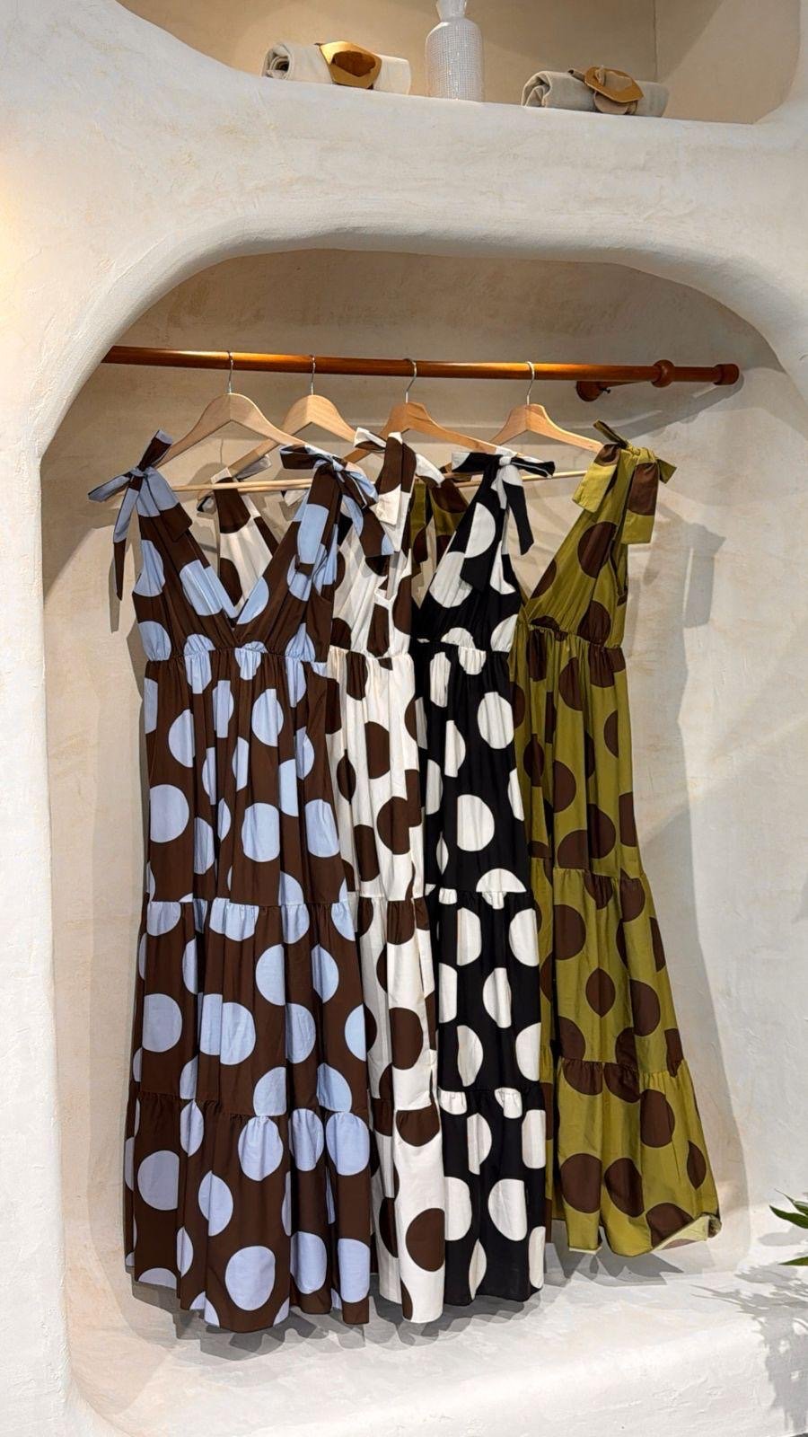The Polka Dot Tiered Maxi Dress- Anicoletta's Boutique | Fashion Forward Luxury Women's Clothing