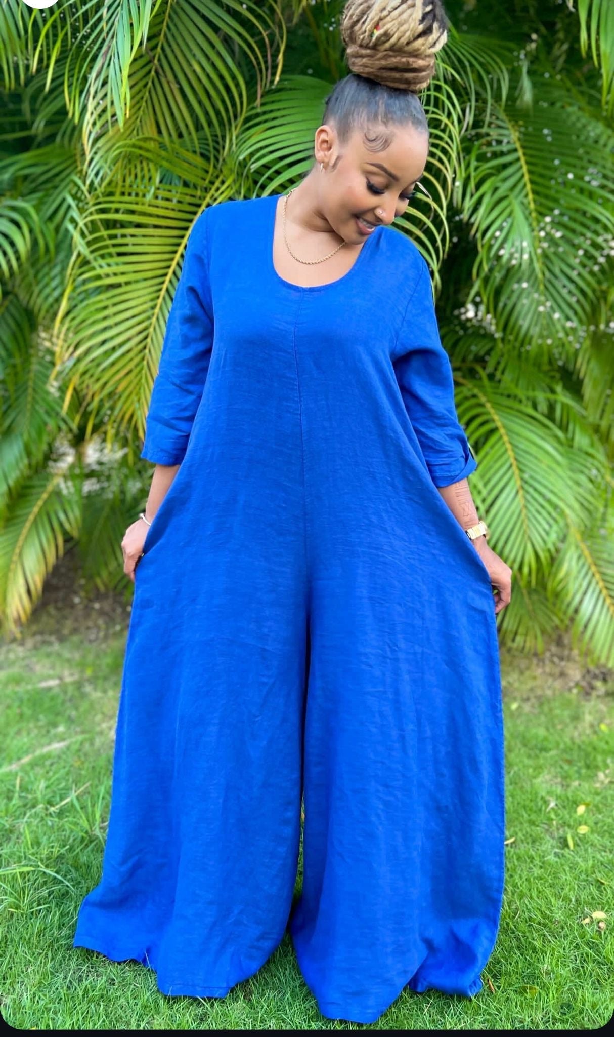 The Linen Palazzo Jumpsuit- Anicoletta's Boutique | Fashion Forward Luxury Women's Clothing