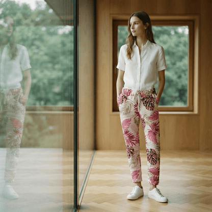 The Spring Leaves Italian Joggers- Anicoletta's Boutique | Fashion Forward Luxury Women's Clothing