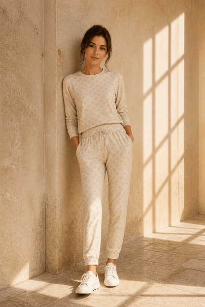 The LV Print Italian Joggers- Anicoletta's Boutique | Fashion Forward Luxury Women's Clothing