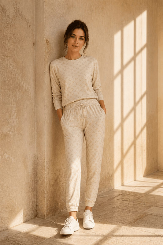 The LV Print Italian Joggers- Anicoletta's Boutique | Fashion Forward Luxury Women's Clothing