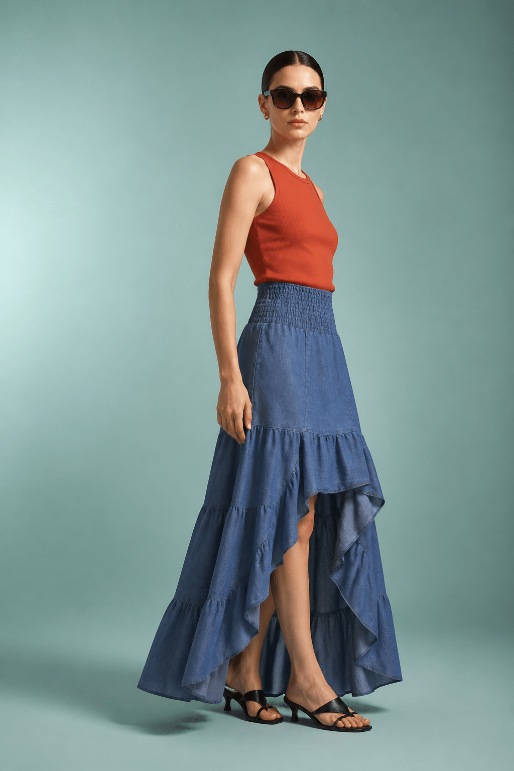 The Flamenco Ruffled Tencel Maxi Skirt- Anicoletta's Boutique | Fashion Forward Luxury Women's Clothing