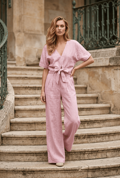 The Emi’s Italian Linen Top and Pant Set- Anicoletta's Boutique | Fashion Forward Luxury Women's Clothing