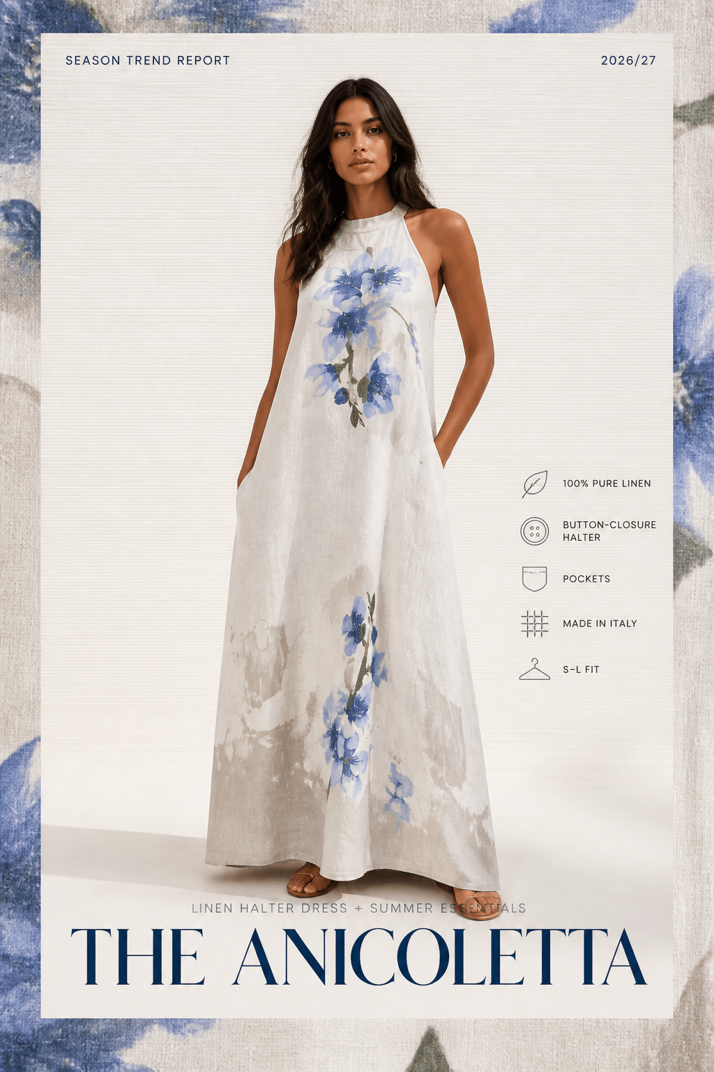 The Anicoletta's Linen Halter Dress- Anicoletta's Boutique | Fashion Forward Luxury Women's Clothing