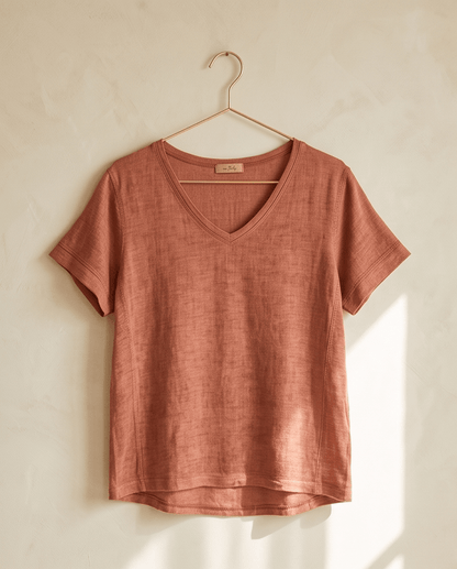 The Perfect Linen V-Neck Top- Anicoletta's Boutique | Fashion Forward Luxury Women's Clothing