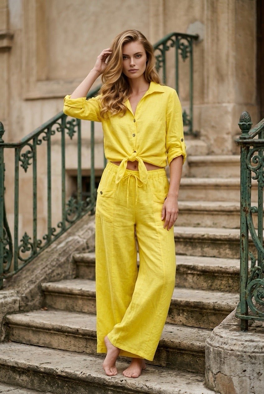 The Italian Linen Top and Wide Leg Pant Set- Anicoletta's Boutique | Fashion Forward Luxury Women's Clothing