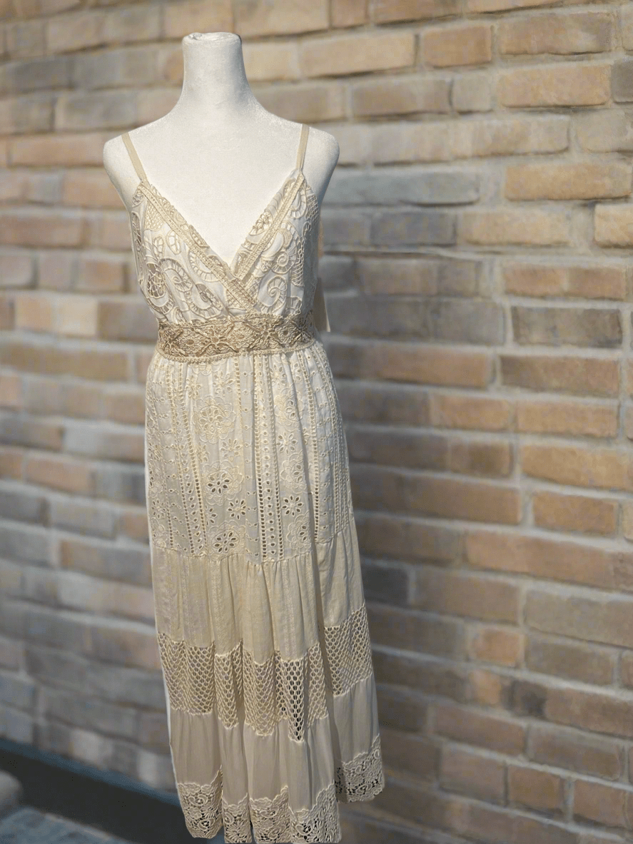 The Floral Beaded Embellished Eyelet Italian Dress- Anicoletta's Boutique | Fashion Forward Luxury Women's Clothing