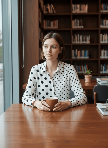 The OVI Polka Dot Print Blouse- Anicoletta's Boutique | Fashion Forward Luxury Women's Clothing