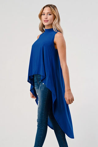 The Sleeveless Hi Low Mock Neck Top- Anicoletta's Boutique | Fashion Forward Luxury Women's Clothing