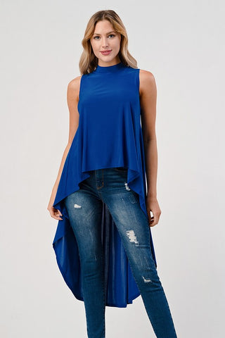 The Sleeveless Hi Low Mock Neck Top- Anicoletta's Boutique | Fashion Forward Luxury Women's Clothing