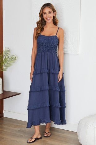 The Popcorn Tiered Style Maxi Dress- Anicoletta's Boutique | Fashion Forward Luxury Women's Clothing