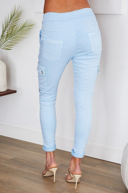 The Blue Sky Cargo Italian Joggers- Anicoletta's Boutique | Fashion Forward Luxury Women's Clothing