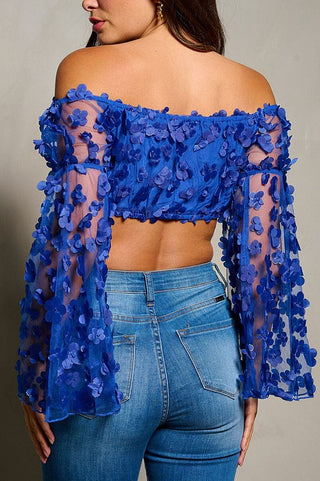 The Flowers Detailed Crop Top- Anicoletta's Boutique | Fashion Forward Luxury Women's Clothing