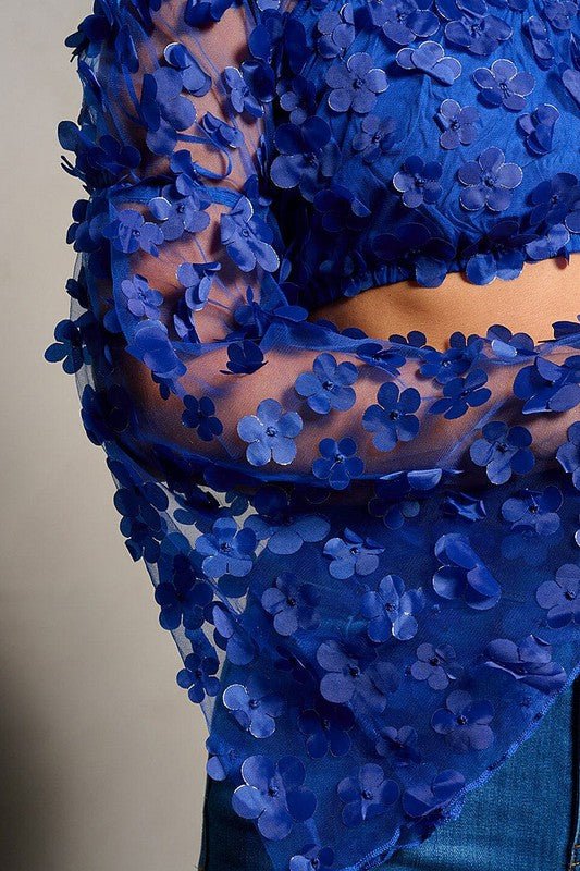 The Flowers Detailed Crop Top- Anicoletta's Boutique | Fashion Forward Luxury Women's Clothing