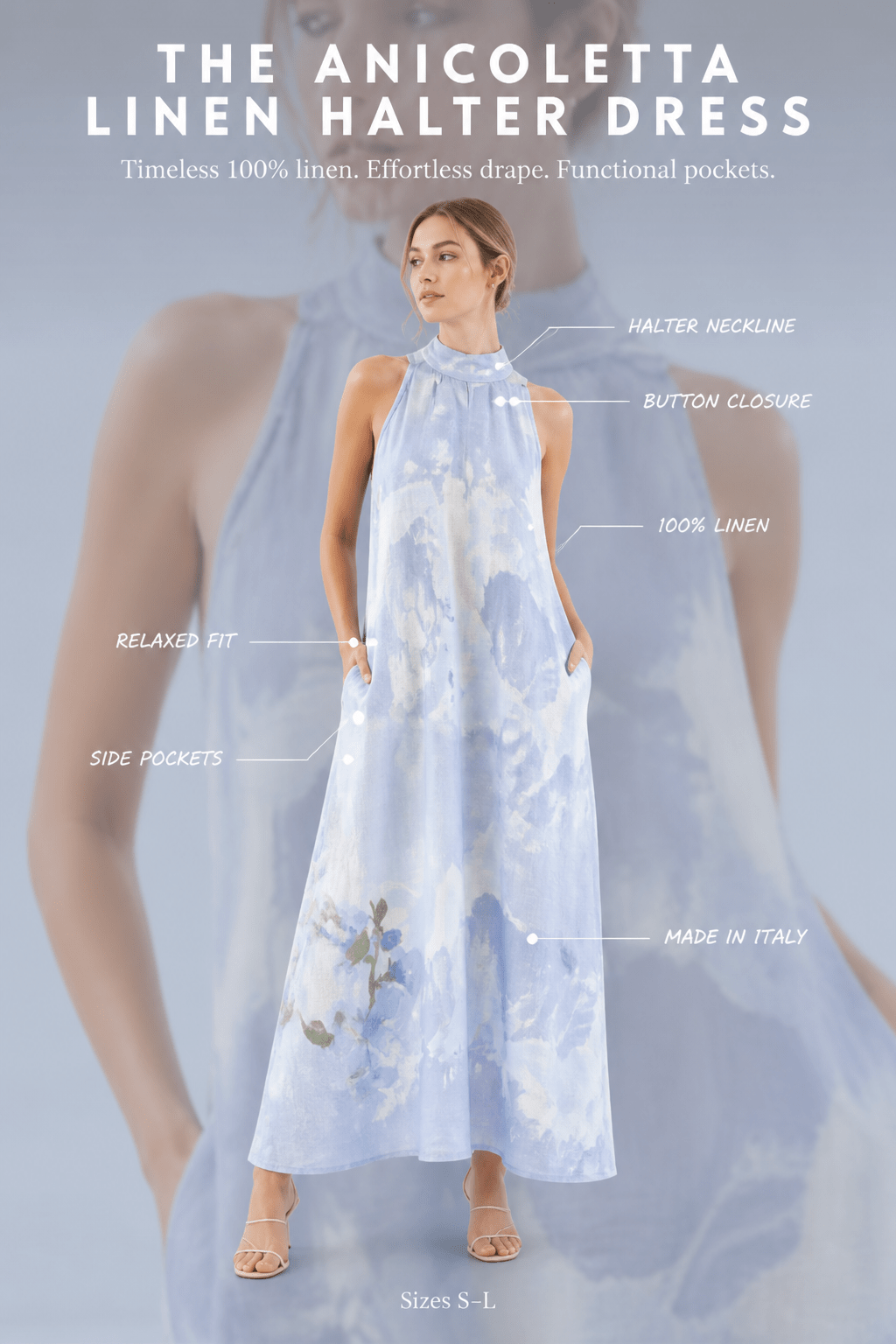 The Anicoletta's Linen Halter Dress- Anicoletta's Boutique | Fashion Forward Luxury Women's Clothing