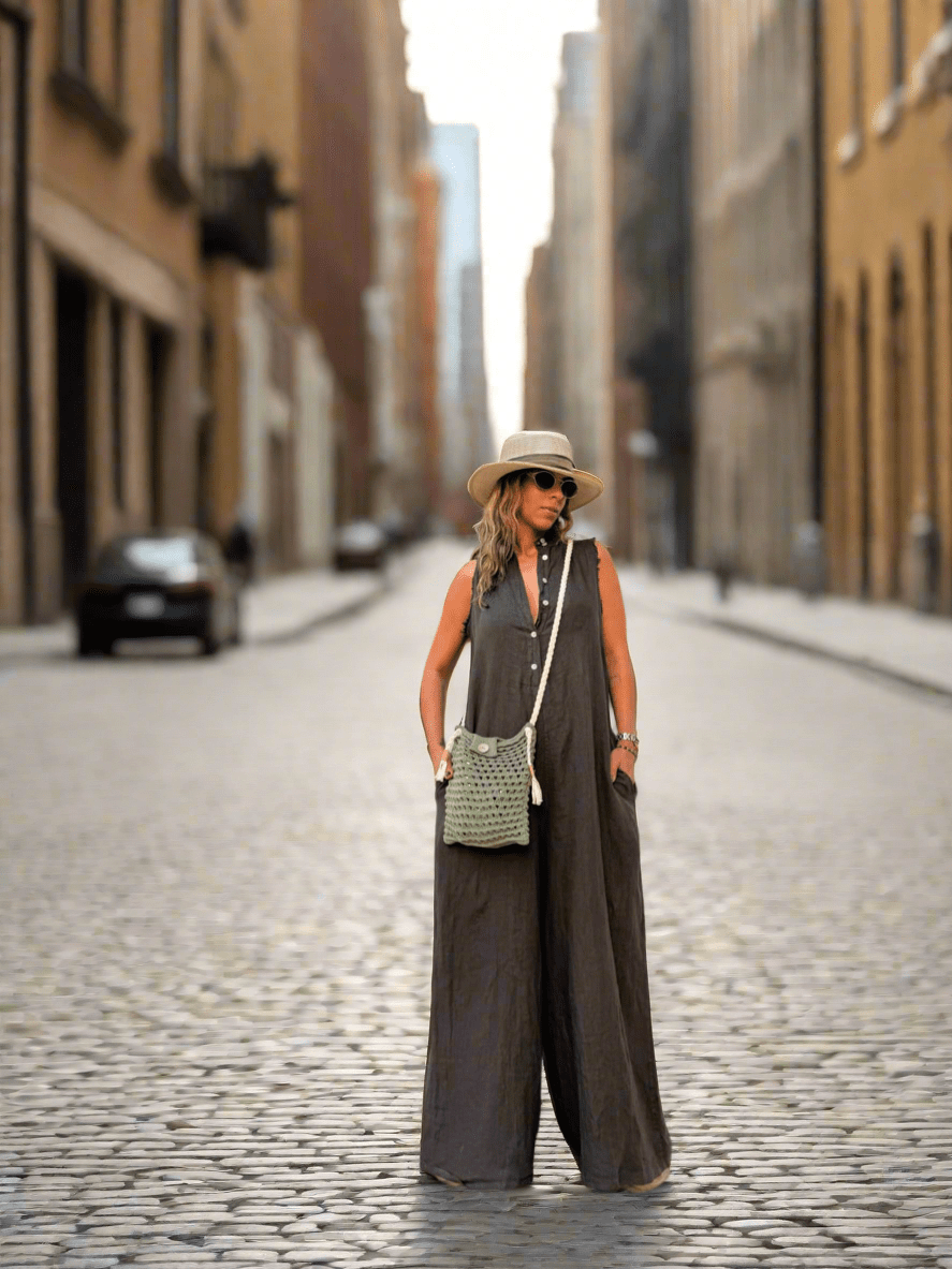 The Sleeveless Palazzo Jumpsuit- Anicoletta's Boutique | Fashion Forward Luxury Women's Clothing