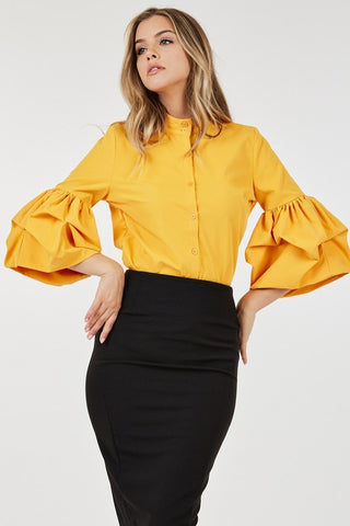 The CQ by CQ Puff Sleeve Poplin Blouse- Anicoletta's Boutique | Fashion Forward Luxury Women's Clothing