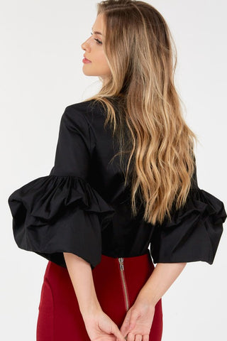 The CQ by CQ Puff Sleeve Poplin Blouse- Anicoletta's Boutique | Fashion Forward Luxury Women's Clothing