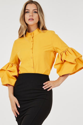 The CQ by CQ Puff Sleeve Poplin Blouse- Anicoletta's Boutique | Fashion Forward Luxury Women's Clothing