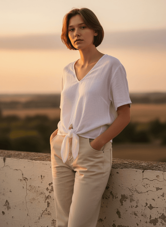 The Resort Tie Up Top- Anicoletta's Boutique | Fashion Forward Luxury Women's Clothing