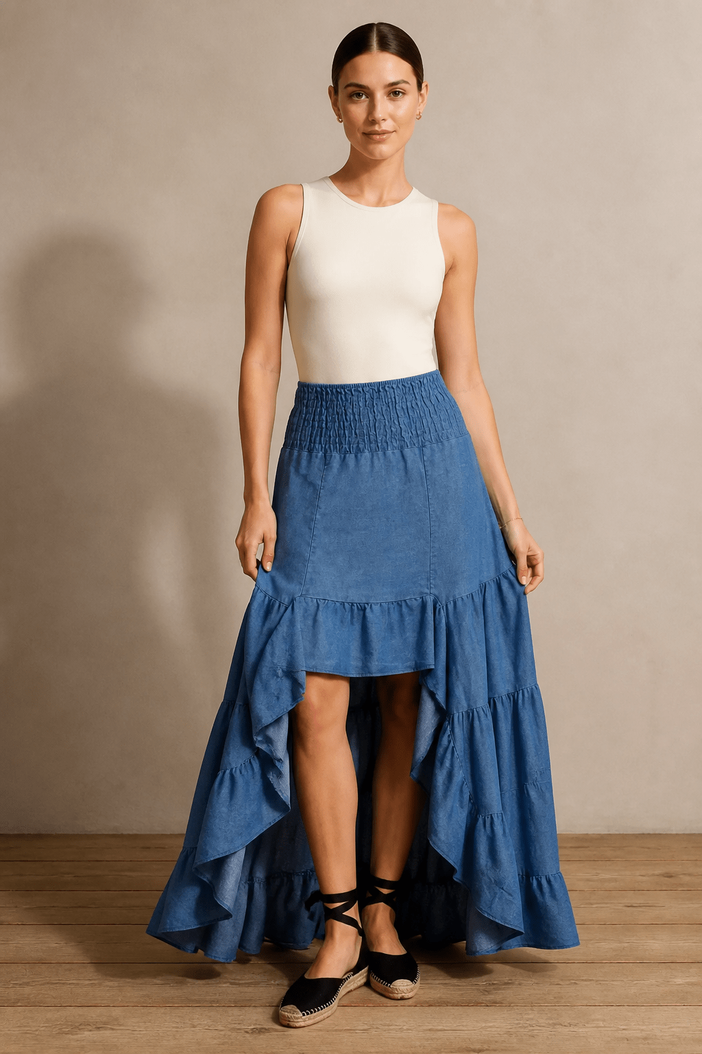 The Flamenco Ruffled Tencel Maxi Skirt- Anicoletta's Boutique | Fashion Forward Luxury Women's Clothing
