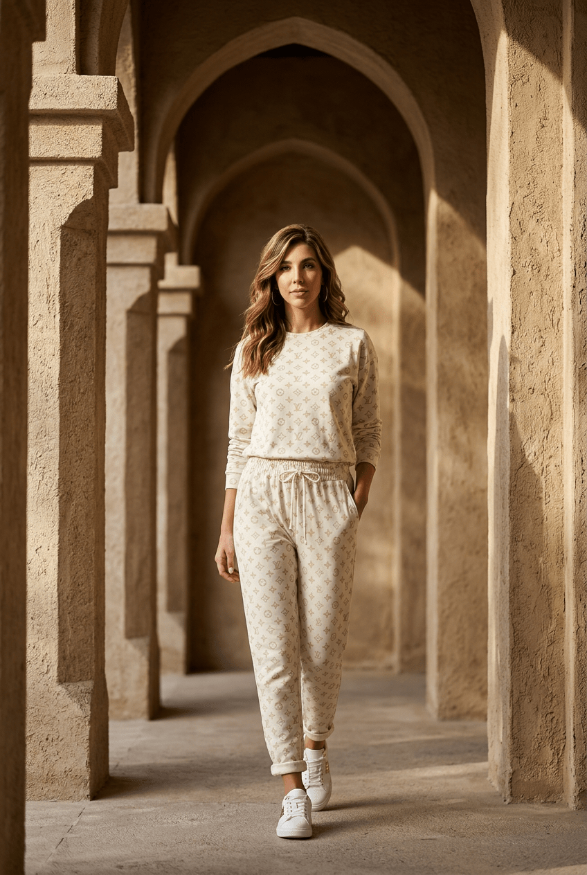 The LV Print Italian Joggers- Anicoletta's Boutique | Fashion Forward Luxury Women's Clothing