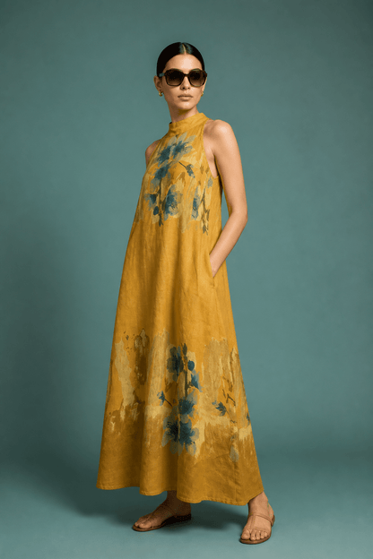 The Anicoletta's Linen Halter Dress- Anicoletta's Boutique | Fashion Forward Luxury Women's Clothing