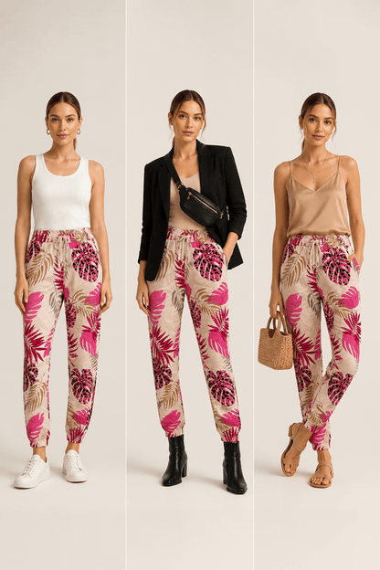 The Spring Leaves Italian Joggers- Anicoletta's Boutique | Fashion Forward Luxury Women's Clothing