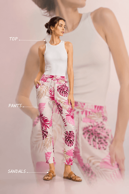 The Spring Leaves Italian Joggers- Anicoletta's Boutique | Fashion Forward Luxury Women's Clothing