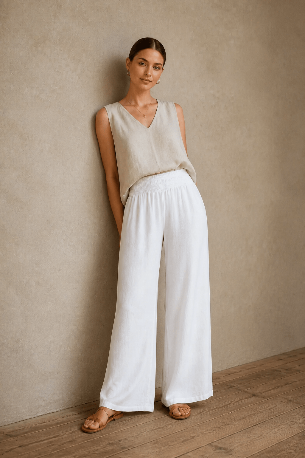 The Wide Leg Linen Palazzo Pants- Anicoletta's Boutique | Fashion Forward Luxury Women's Clothing