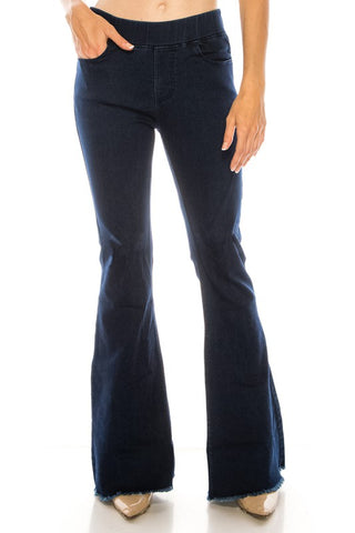 The Pull-On Bell Bottom Flare Denim Jeggings- Anicoletta's Boutique | Fashion Forward Luxury Women's Clothing