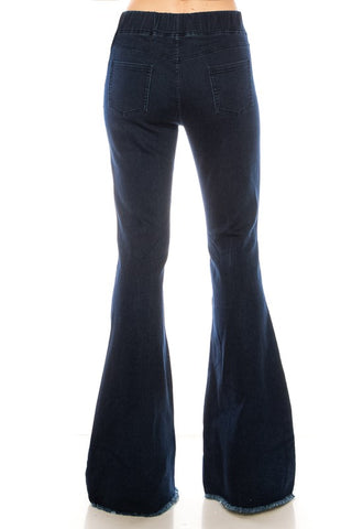 The Pull-On Bell Bottom Flare Denim Jeggings- Anicoletta's Boutique | Fashion Forward Luxury Women's Clothing